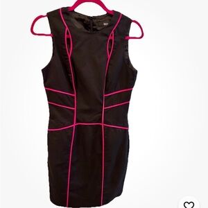 Badgley Mischka Black Mini Dress with Pink Trim with cutouts